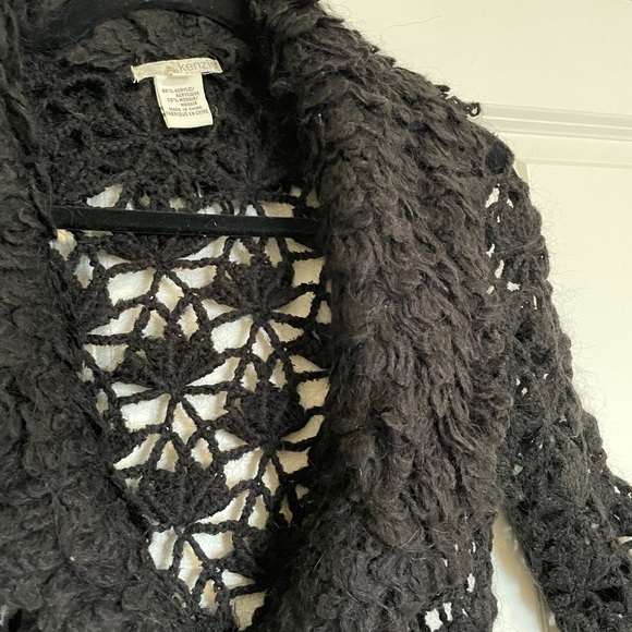 KENZIE open knit long black cardigan - Picture 2 of 9